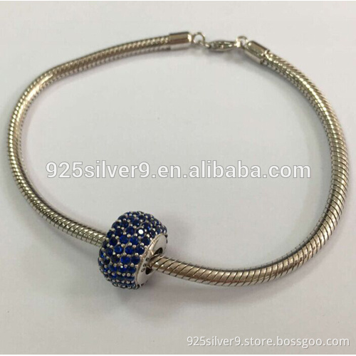2016 Diy European holesale Crystal 925 Sterling Silver Shining Jewelry Colorful Pave Zircon Ball Charms